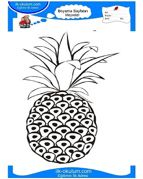 Çocuklar İçin Ananas Boyama Sayfaları 